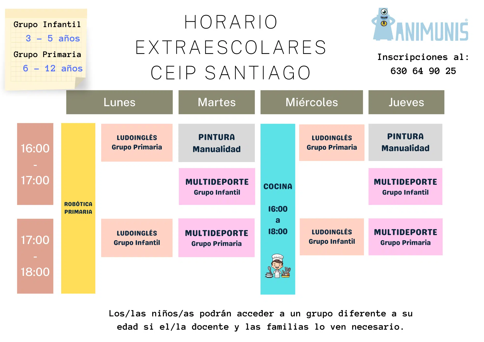 horario extraescolares santiago