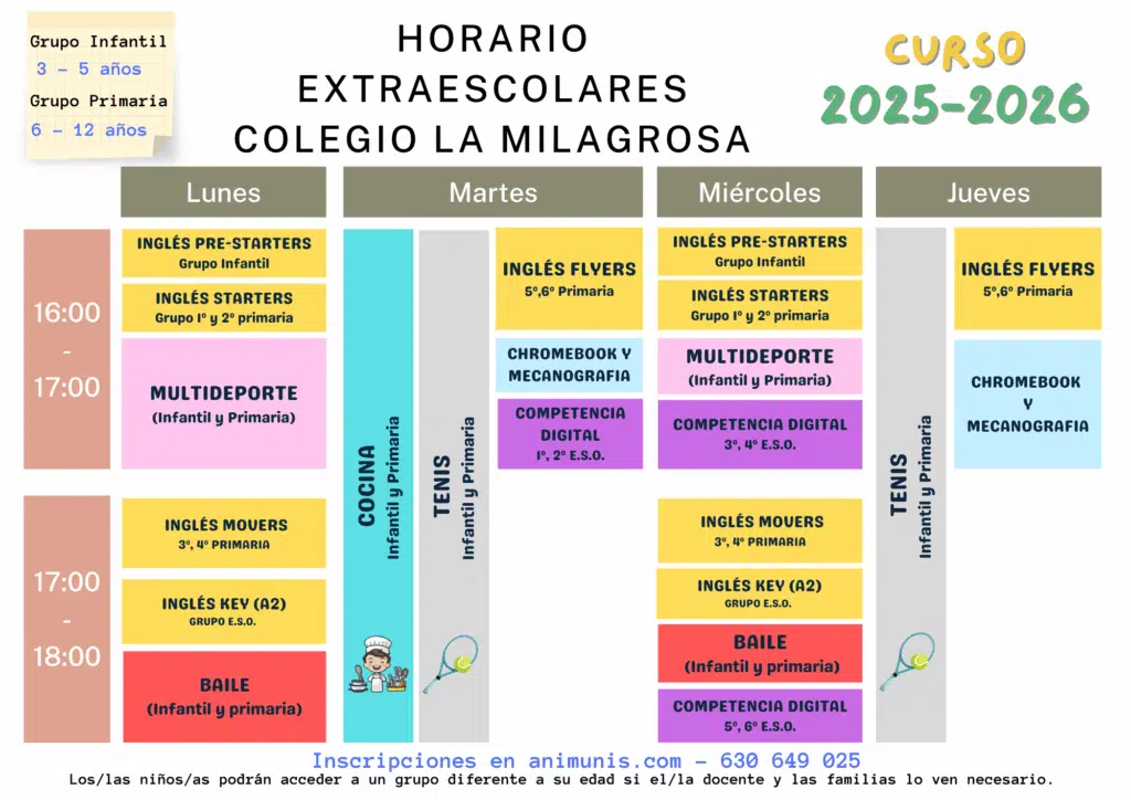 extraescolares la milagrosa 2025